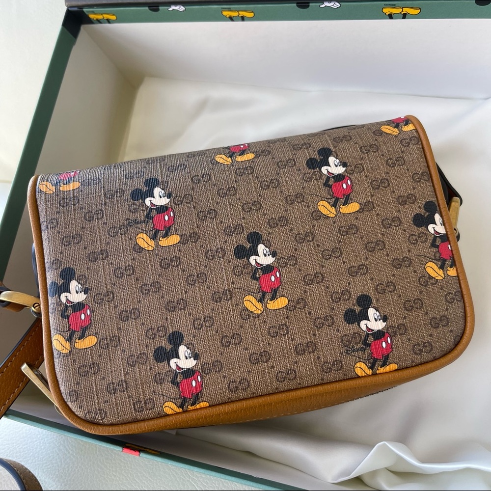 NEW Disney x Gucci Monogram Mickey Canvas Crossbody Shoulder Handbag  Brown Bag - Picture 10 of 11